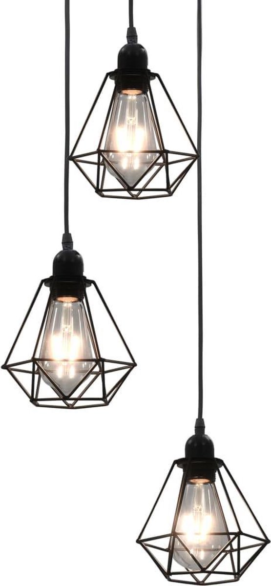 vidaXL Plafondlamp met diamantvorm 3xE27 - Negro