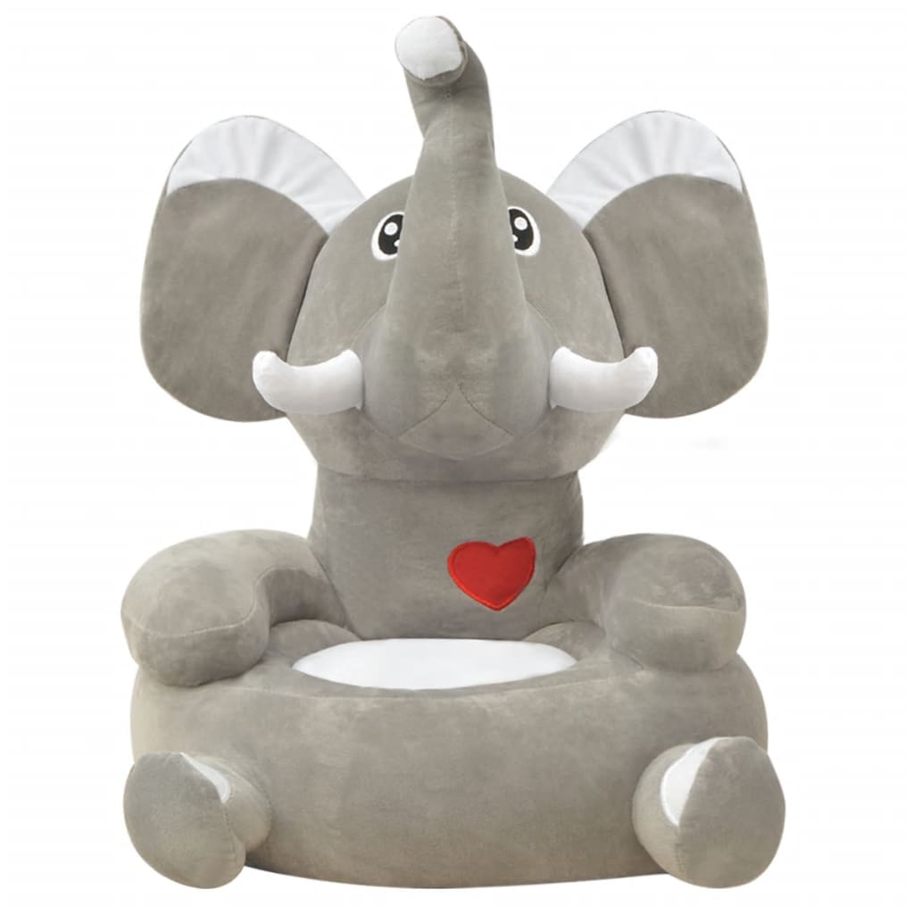 vidaXL Kinderstoel olifant pluche - Grijs