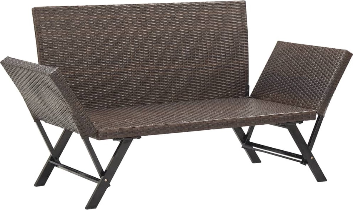 vidaXL Tuinbank met kussens 176 cm poly rattan - Bruin