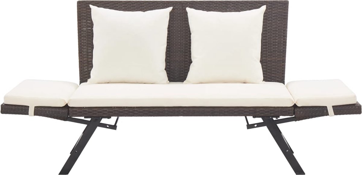 vidaXL Tuinbank met kussens 176 cm poly rattan - Bruin