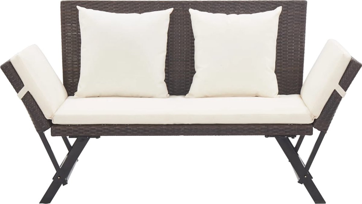 vidaXL Tuinbank met kussens 176 cm poly rattan - Bruin