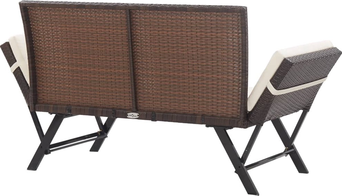 vidaXL Tuinbank met kussens 176 cm poly rattan - Bruin