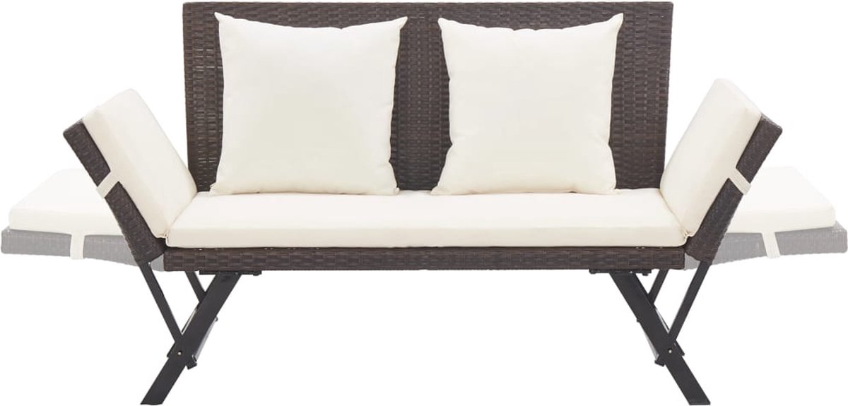 vidaXL Tuinbank met kussens 176 cm poly rattan - Bruin