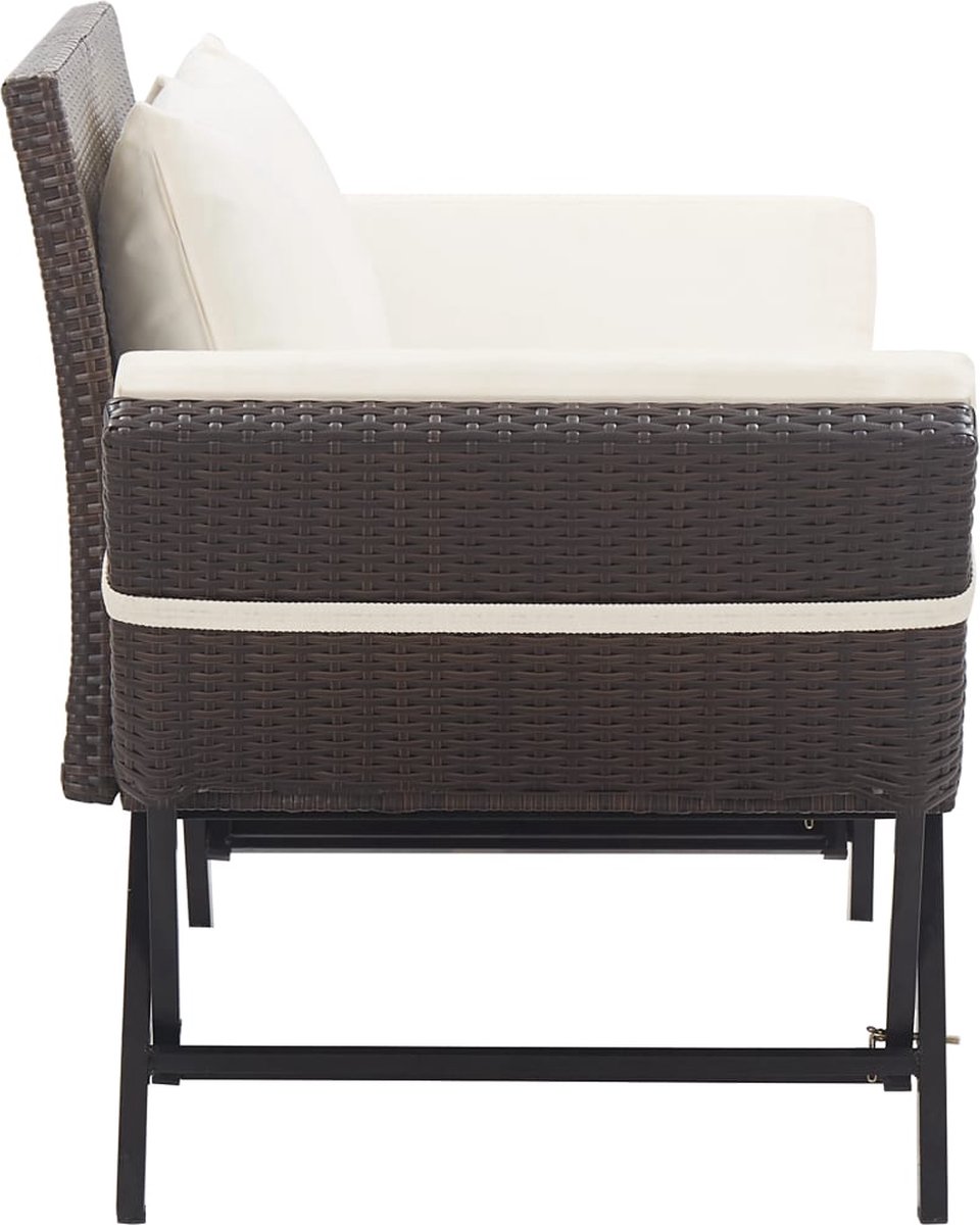 vidaXL Tuinbank met kussens 176 cm poly rattan - Bruin
