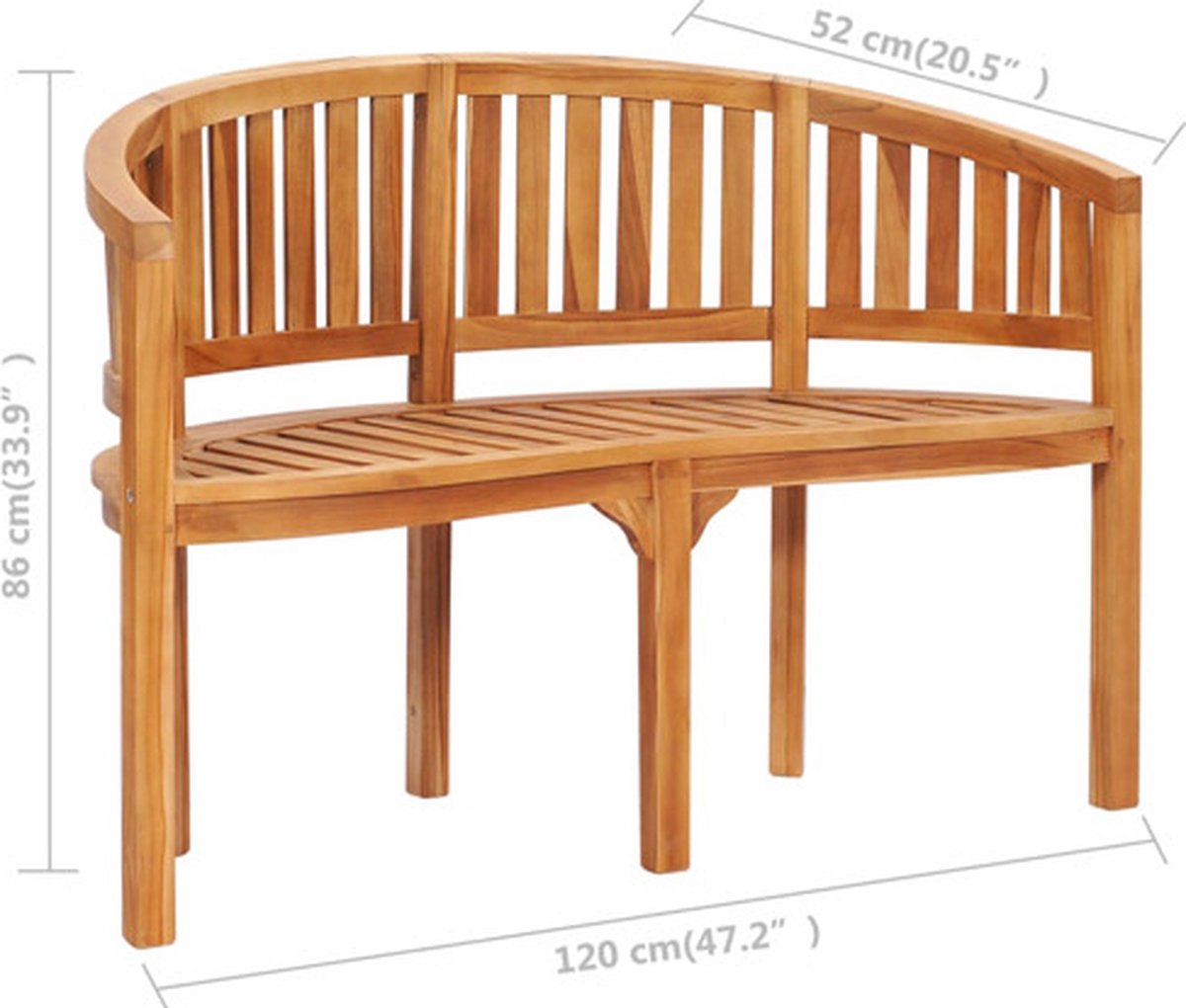 vidaXL Bananenbank 120 cm massief teakhout - Bruin