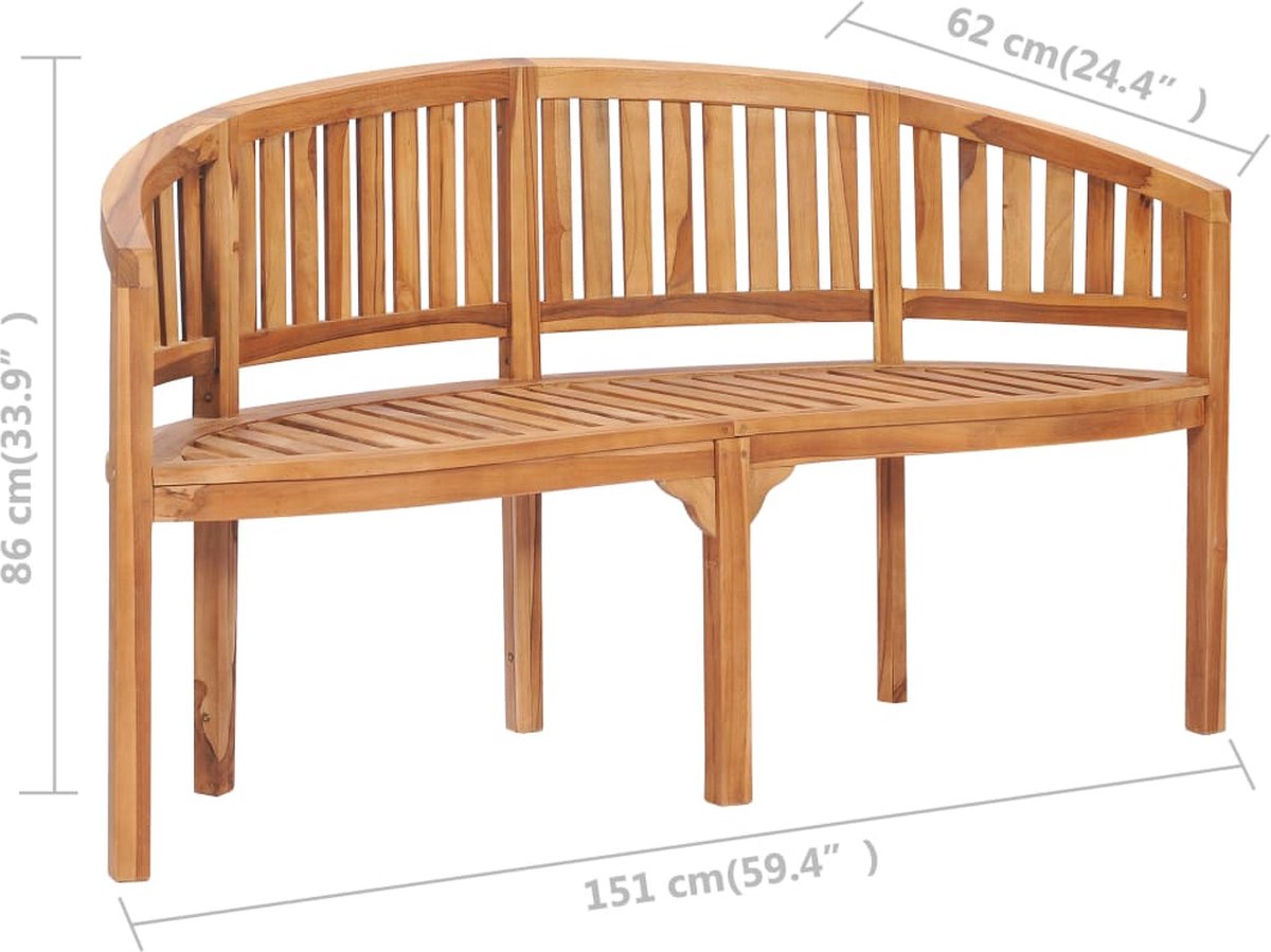 vidaXL Bananenbank 151 cm massief teakhout - Bruin