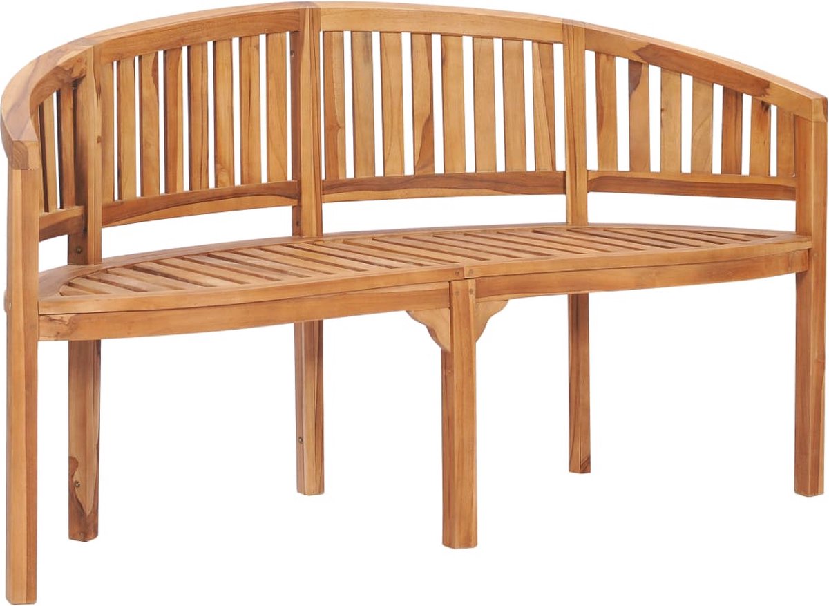 vidaXL Bananenbank 151 cm massief teakhout - Bruin