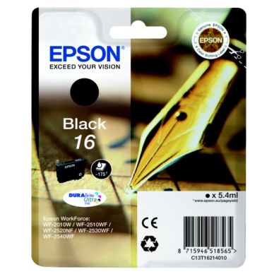 Epson Epson 16 Inktcartridge zwart, 175 pagina's T1621 Replace: N/A