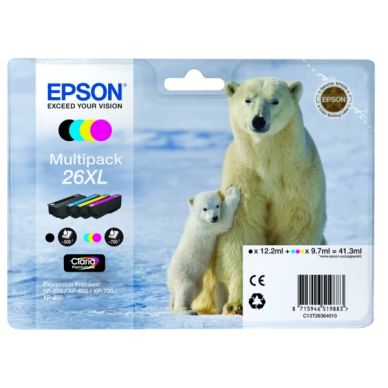 Epson Inktcartridge MultiPack Bk,C,M,Y XL, Innehåll 1x500 T2636 Replace: N/A