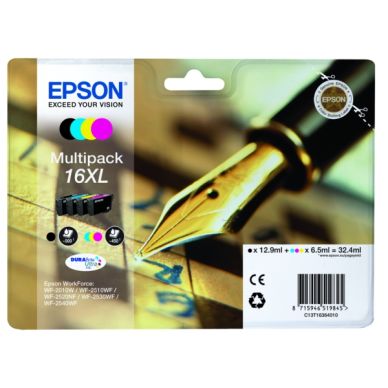Epson Inktcartridge MultiPack Bk,C,M,Y XL, 12,9 ml T1636 Replace: N/A