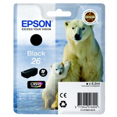 Epson Epson 26 Inktcartridge zwart, 220 pagina's T2601 Replace: N/A