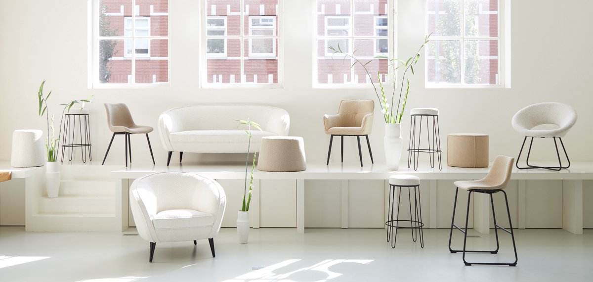 Light & Living Poef Lauryn Naturel - Beige