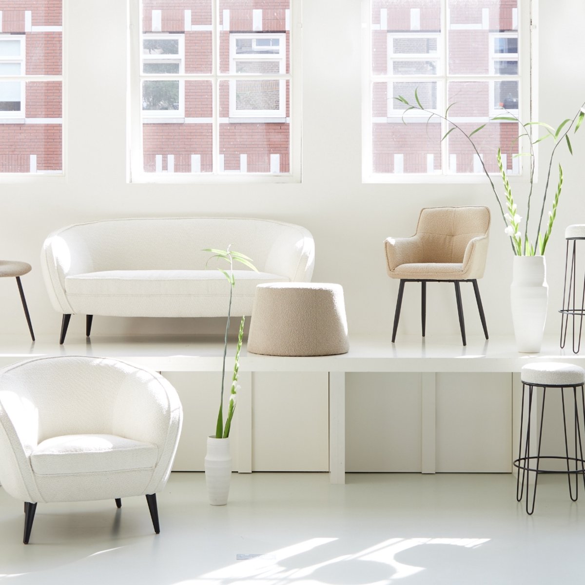 Light & Living Poef Lauryn Naturel - Beige