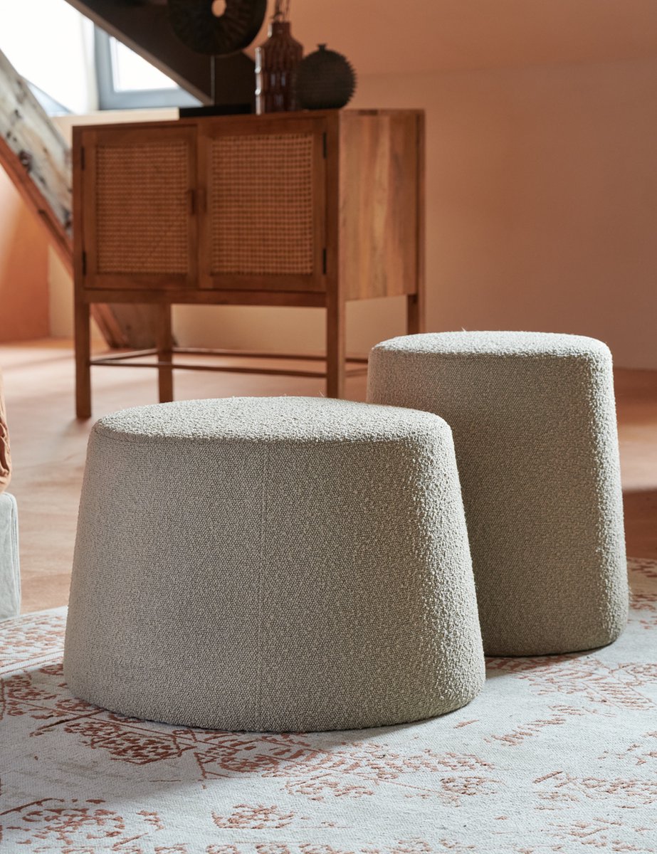 Light & Living Poef Lauryn Naturel - Beige