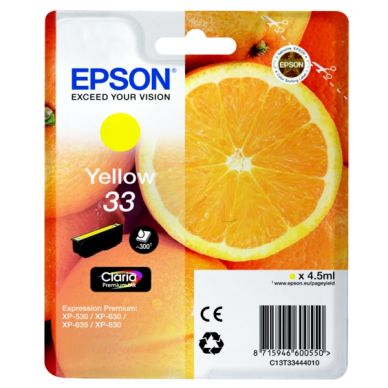 Epson Epson 33 Inktcartridge geel, 300 pagina's T3344 Replace: N/A