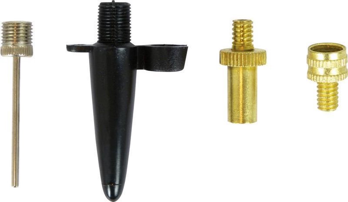 Bicycle Gear e Fietspomp Staand Met Houten Handvat Inclusief 4-delige Nippelset - Zwart