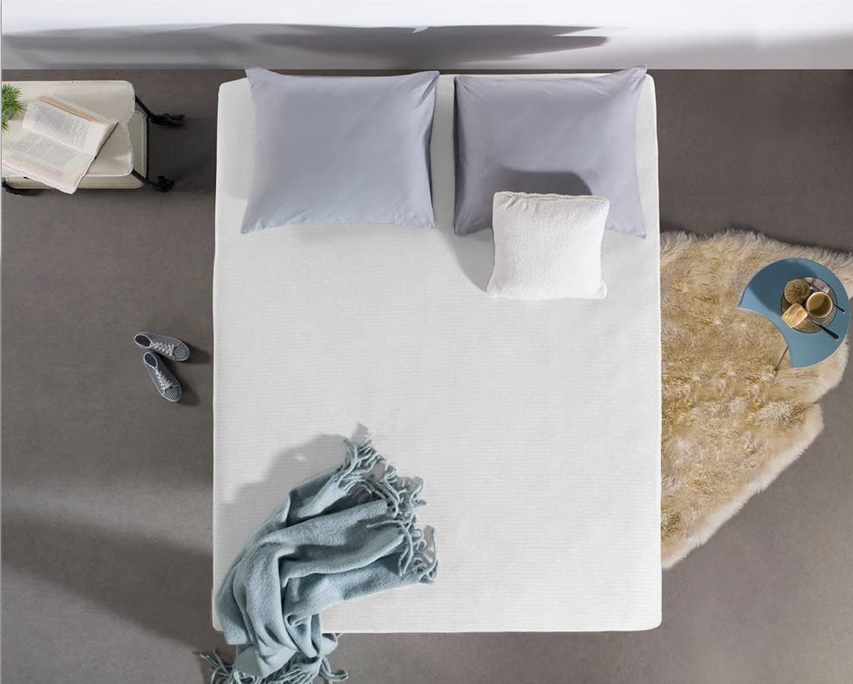 Linnick Badstof Velours Hoeslaken - White - 2 Persoons - 140x210/220-160x200cm