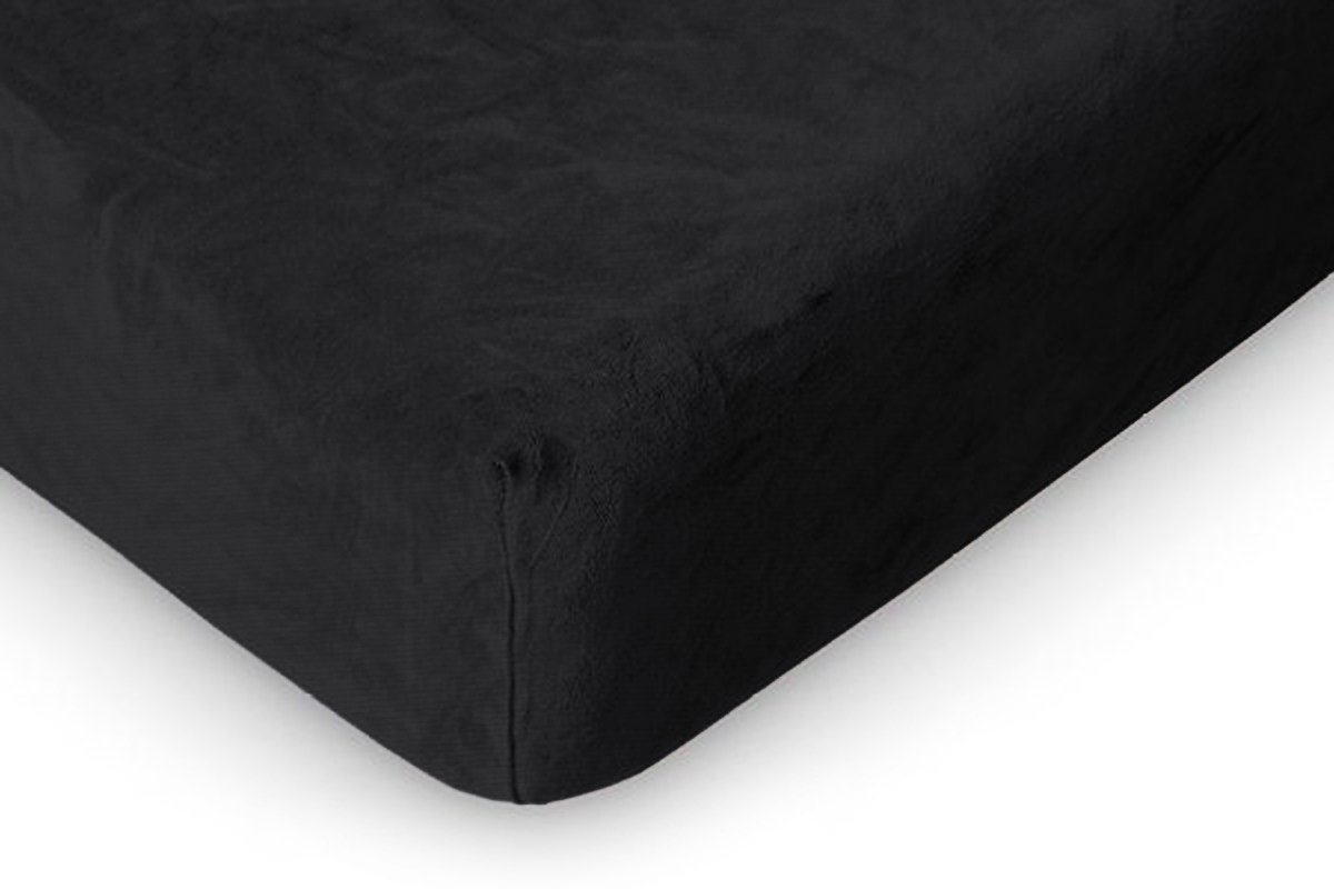 Linnick Badstof Velours Hoeslaken - Black - 2 Persoons - 140x210/220-160x200cm - Zwart