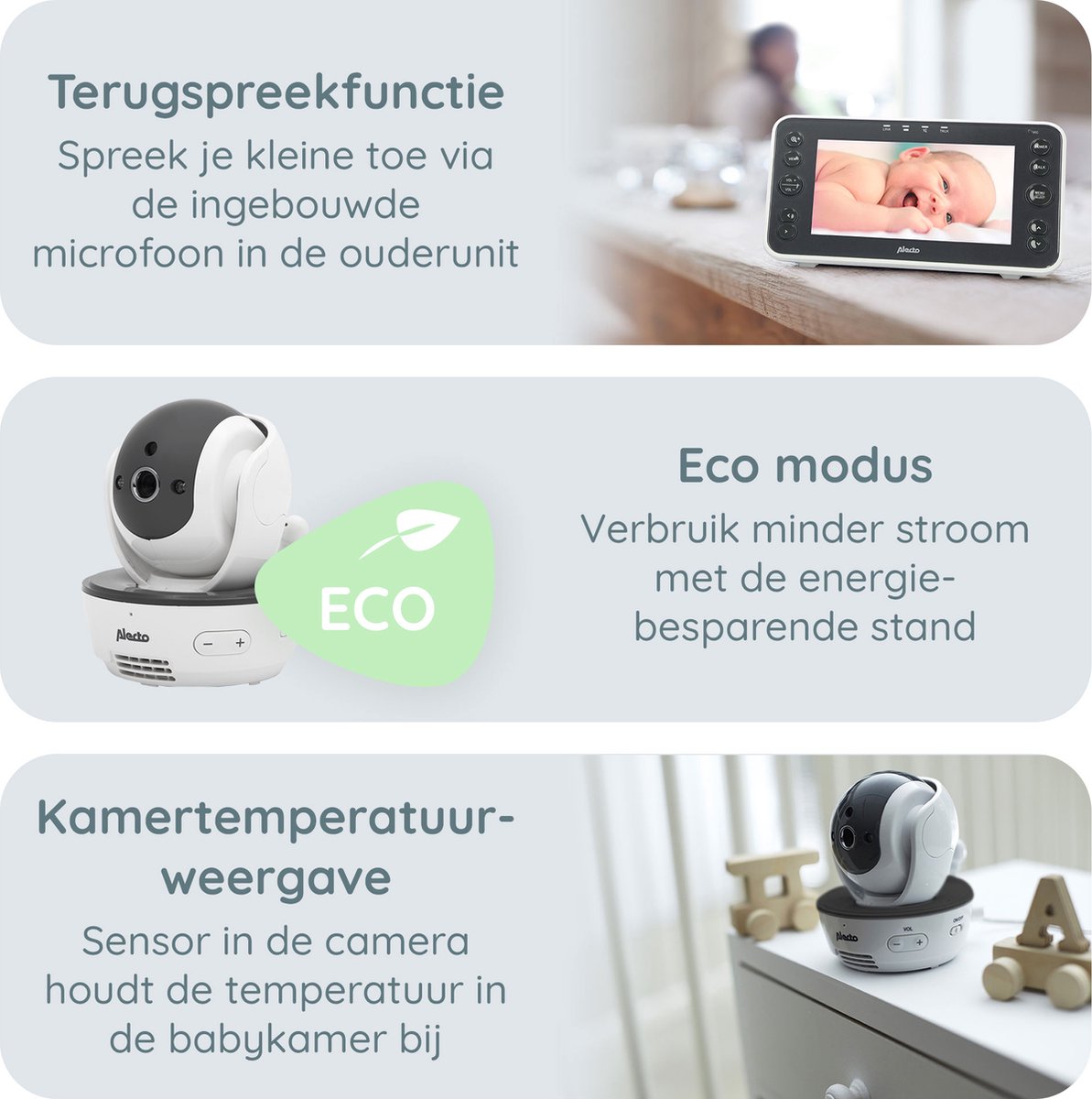 Alecto Babyfoon Met Camera En 5"" Kleurenscherm Dvm200xl Wit-antraciet