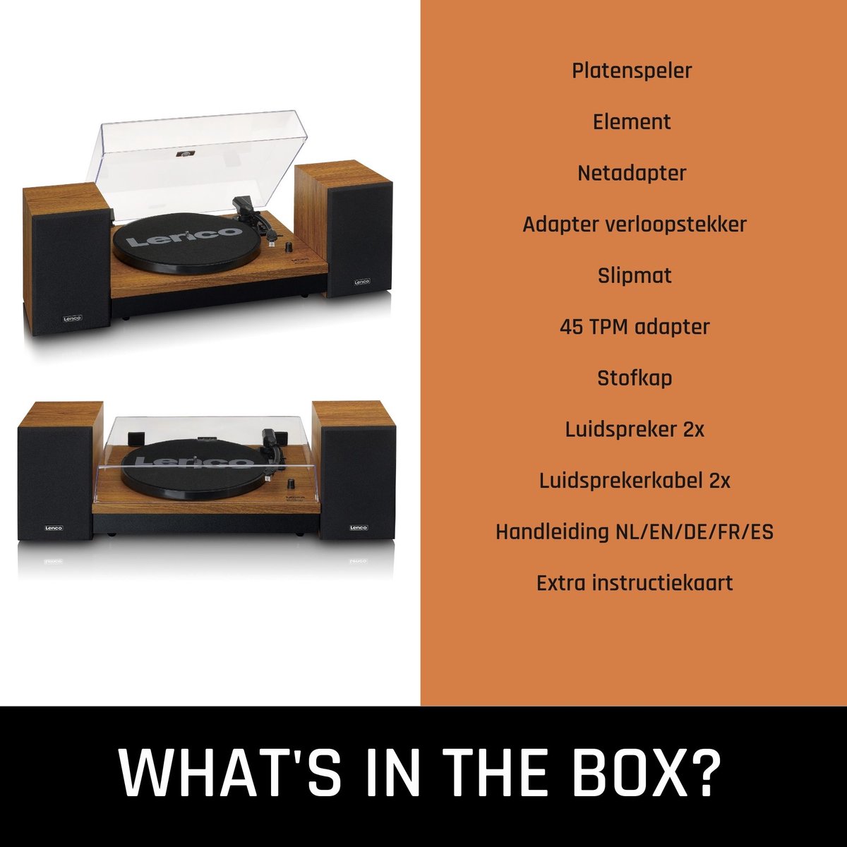 Lenco Platenspeler Incl Twee Externe Speakers Ls-301wd Hout - Zwart