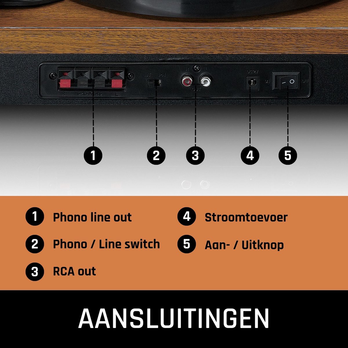 Lenco Platenspeler Incl Twee Externe Speakers Ls-301wd Hout - Zwart