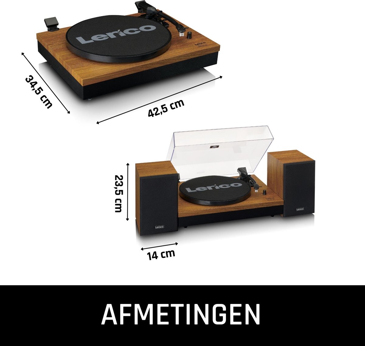 Lenco Platenspeler Incl Twee Externe Speakers Ls-301wd Hout - Zwart