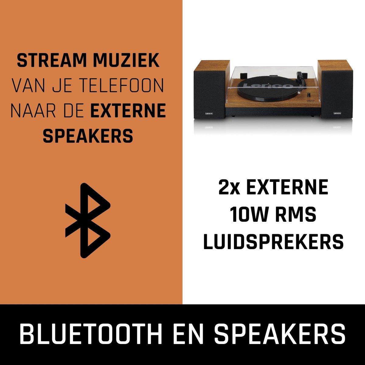 Lenco Platenspeler Incl Twee Externe Speakers Ls-301wd Hout - Zwart