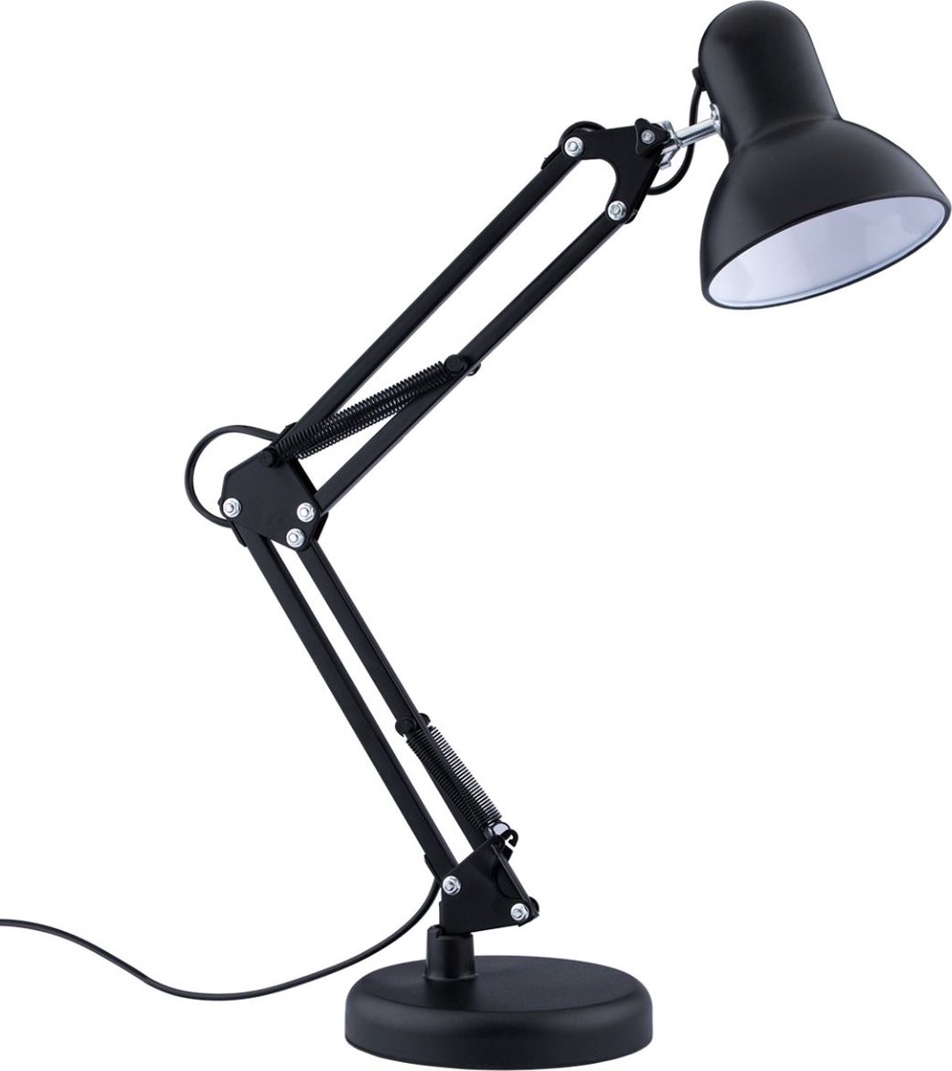 BES LED Led Bureaulamp - Prixa Rety - E27 Fitting - Verstelbaar - Retro - Klassiek - Rond - Mat - Zwart