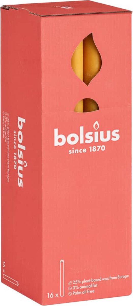 Bolsius Dinerkaars Rustiek Honeycomb Yellow 27 Cm - 16 Stuks - Geel