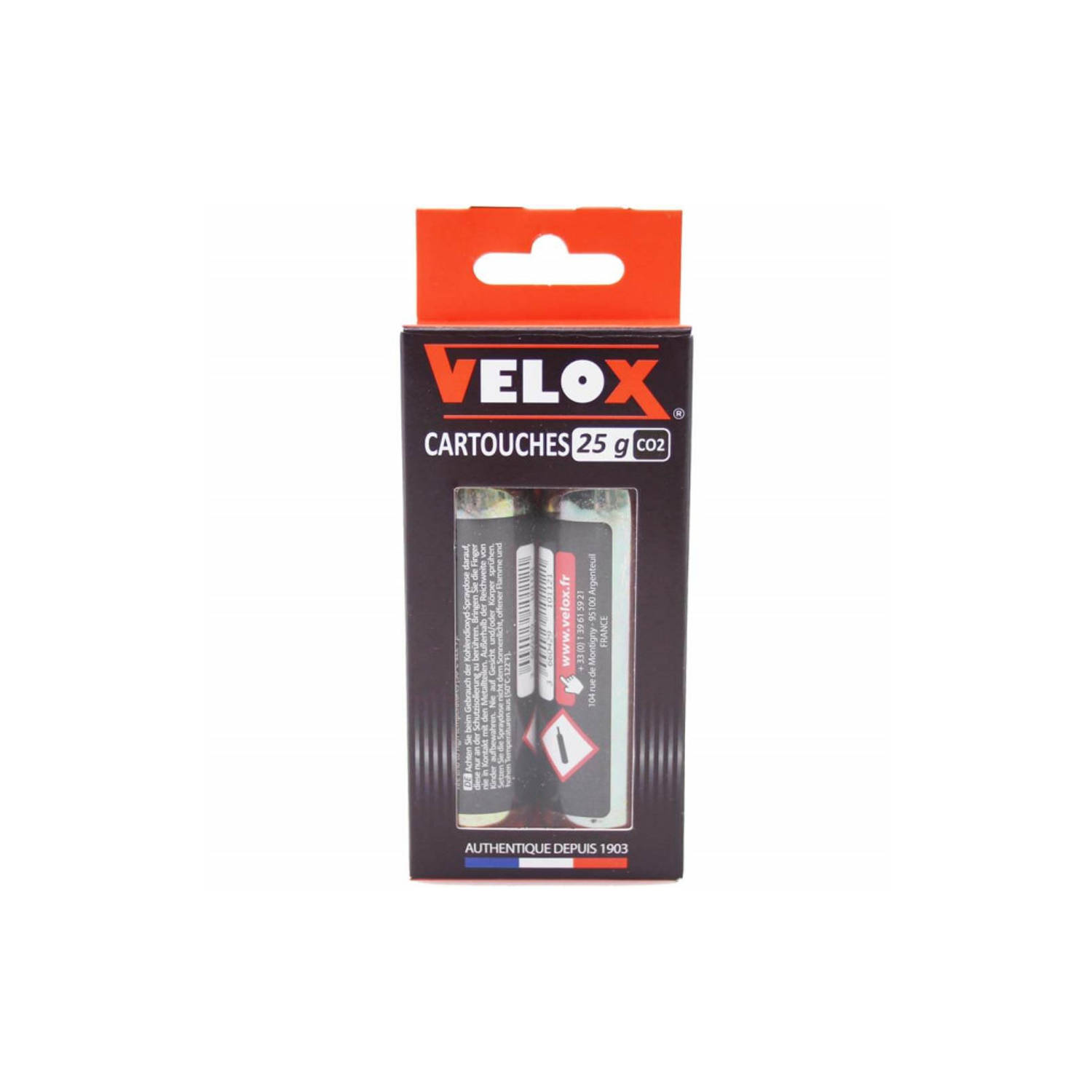 Velox Co2-cardridge Met Draad 25 Gram 2 Op Blister 753715 - Zwart