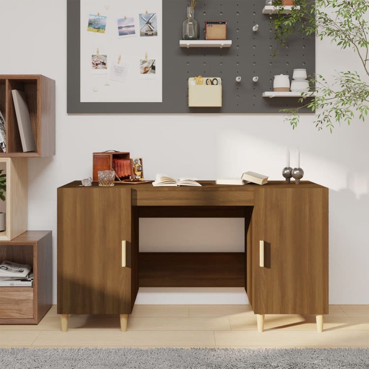 Vidaxl Bureau 140x50x75 Cm Bewerkt Houteikenkleurig - Bruin