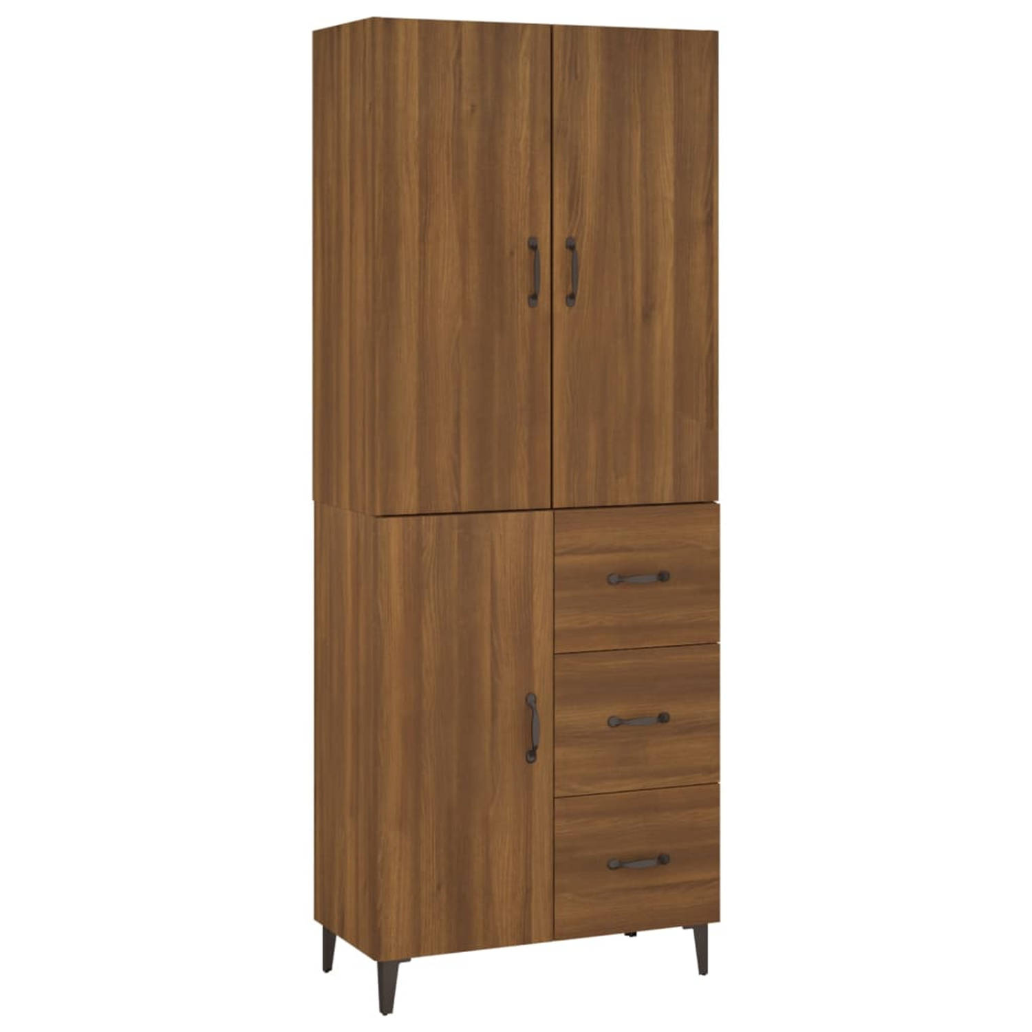 Vidaxl Hoge Kast 69,5x34x180 Cm Bewerkt Houteikenkleurig - Bruin