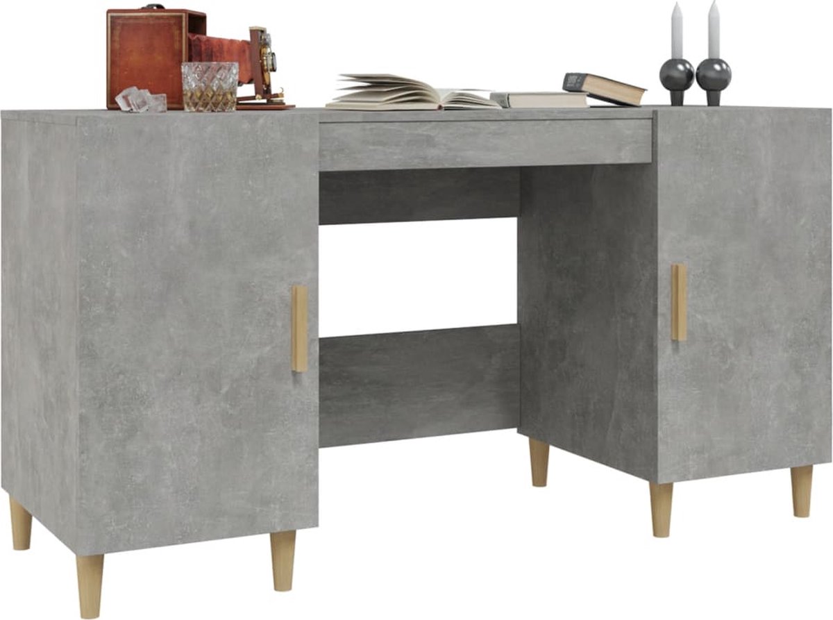 Vidaxl Bureau 140x50x75 Cm Bewerkt Hout Beton - Grijs