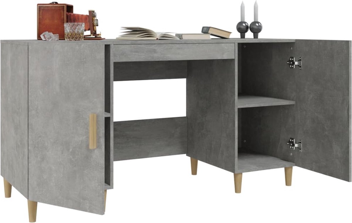 Vidaxl Bureau 140x50x75 Cm Bewerkt Hout Beton - Grijs