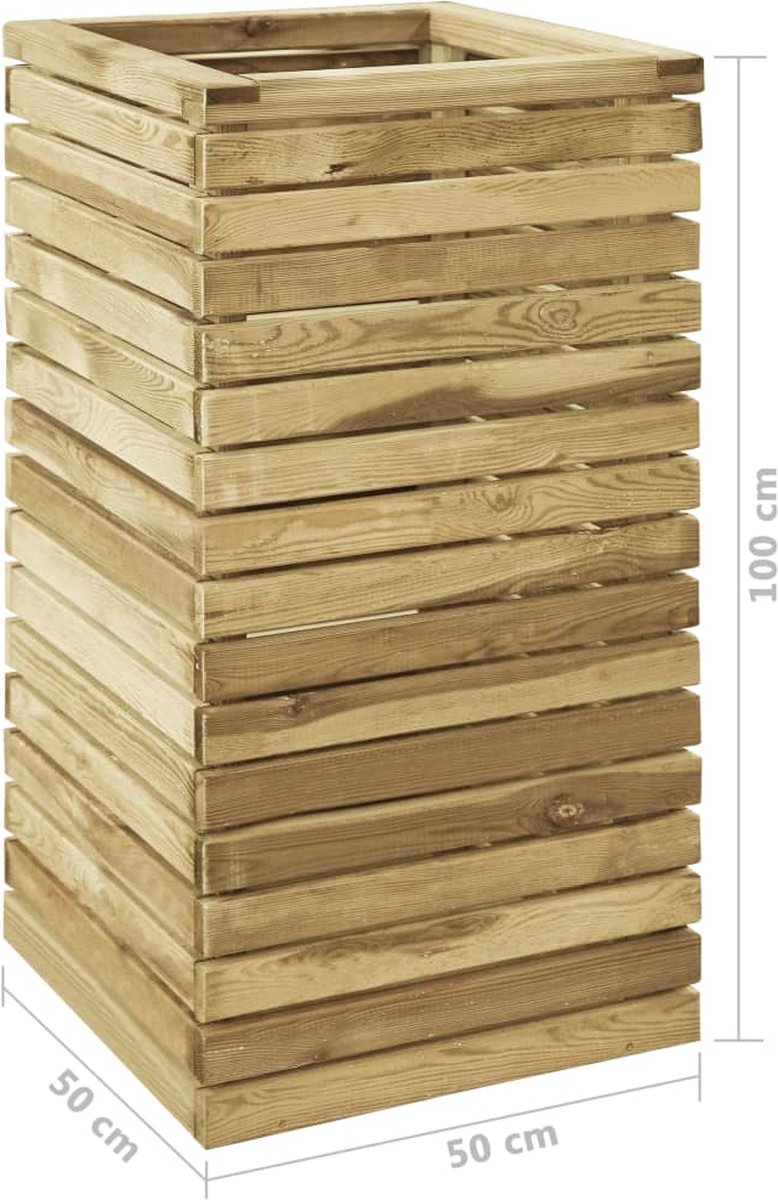 Vidaxl Plantenbak Verhoogd 50x50x100 Cm Geïmpregneerd Grenenhout - Groen
