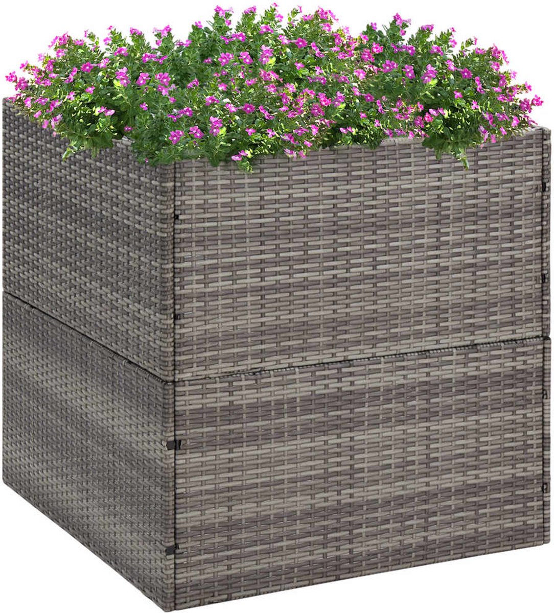 Vidaxl Plantenbak 80x80x80 Cm Poly Rattan - Grijs