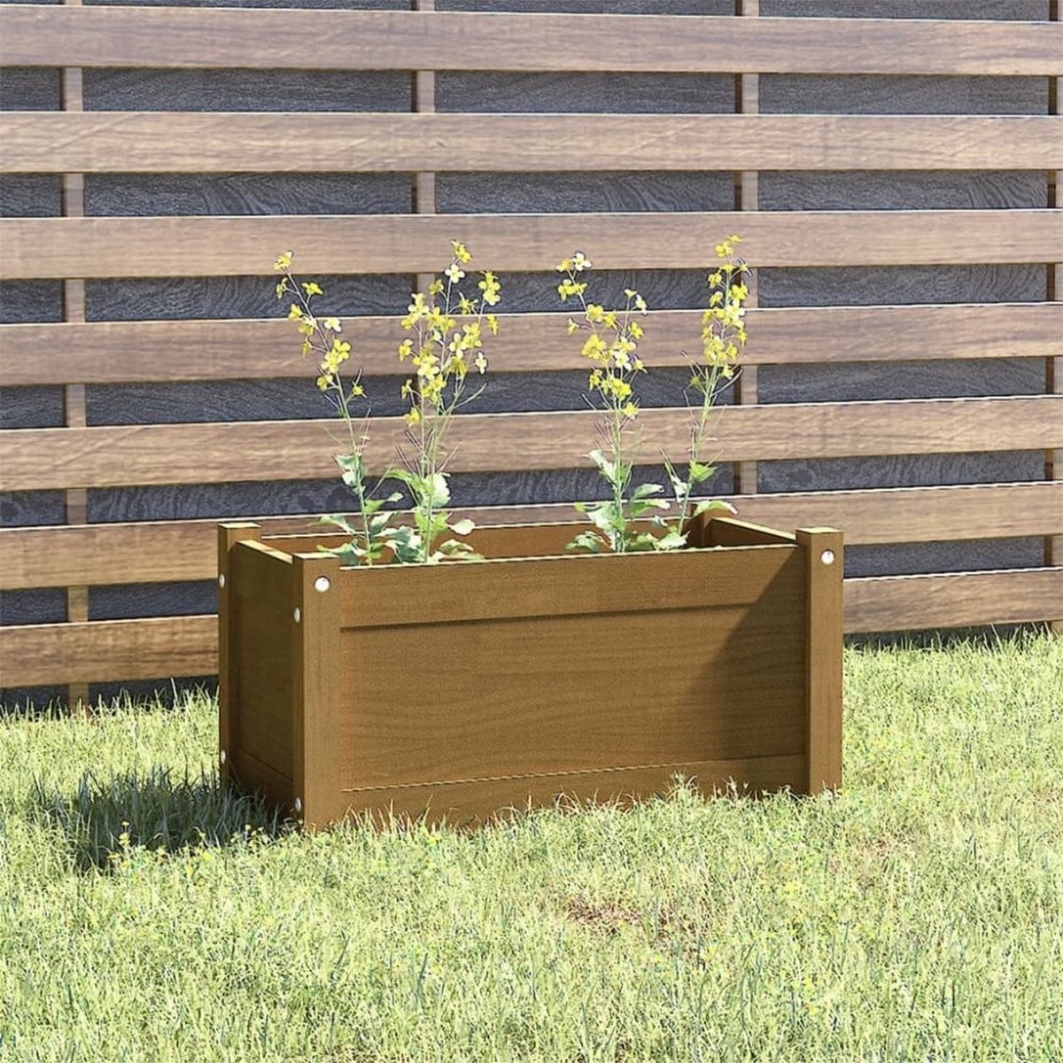 Vidaxl Plantenbak 60x31x31 Cm Massief Grenenhout Honing - Bruin