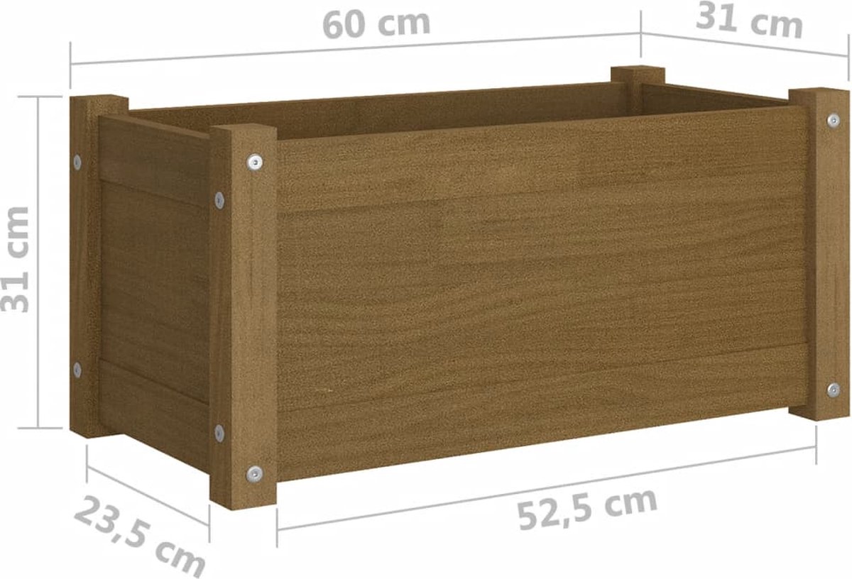 Vidaxl Plantenbak 60x31x31 Cm Massief Grenenhout Honing - Bruin