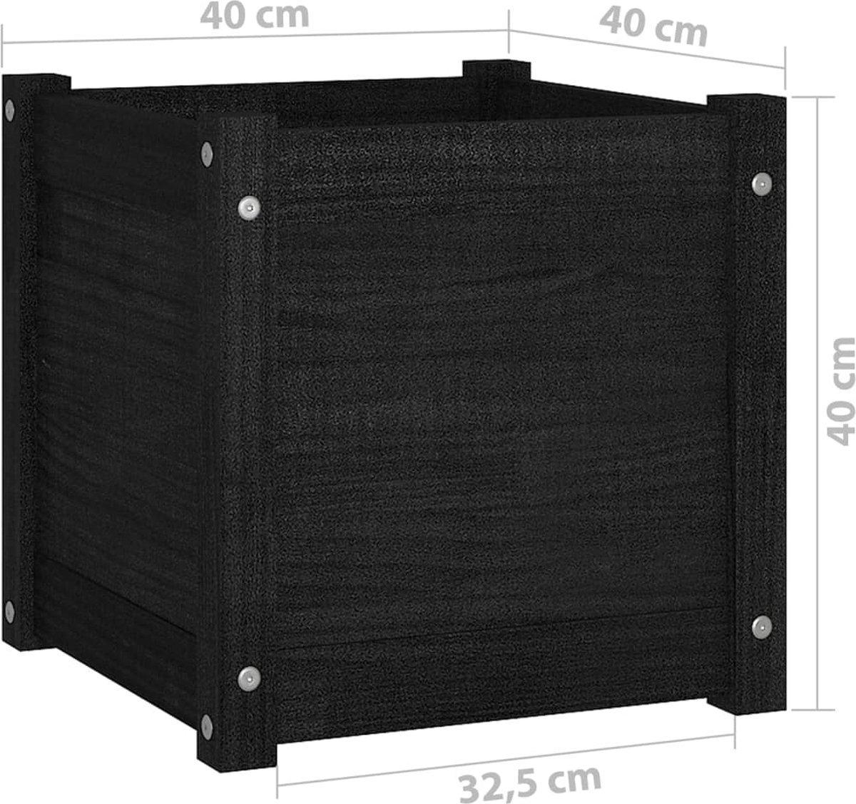 Vidaxl Plantenbak 40x40x40 Cm Massief Grenenhout - Negro