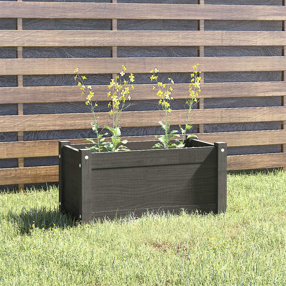 Vidaxl Plantenbak 60x31x31 Cm Massief Grenenhout - Grijs