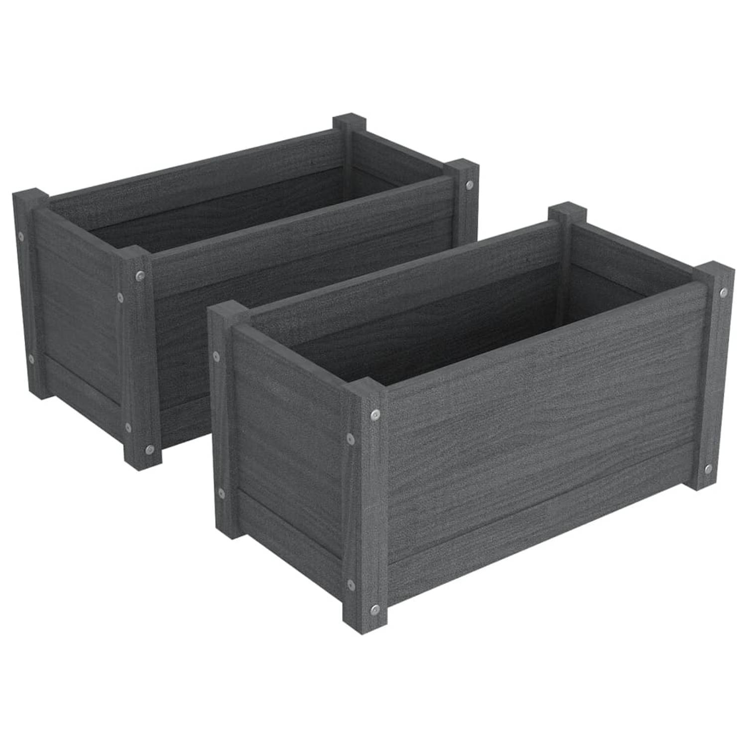 Vidaxl Plantenbakken 2 St 60x31x31 Cm Massief Grenenhout - Grijs