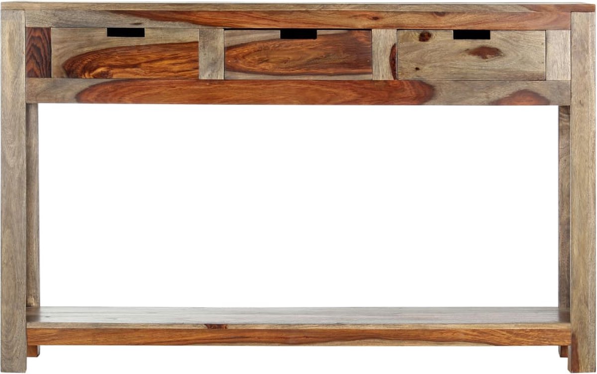 Vidaxl Wandtafel Met 3 Lades 120x30x75 Cm Massief Sheeshamhout - Grijs