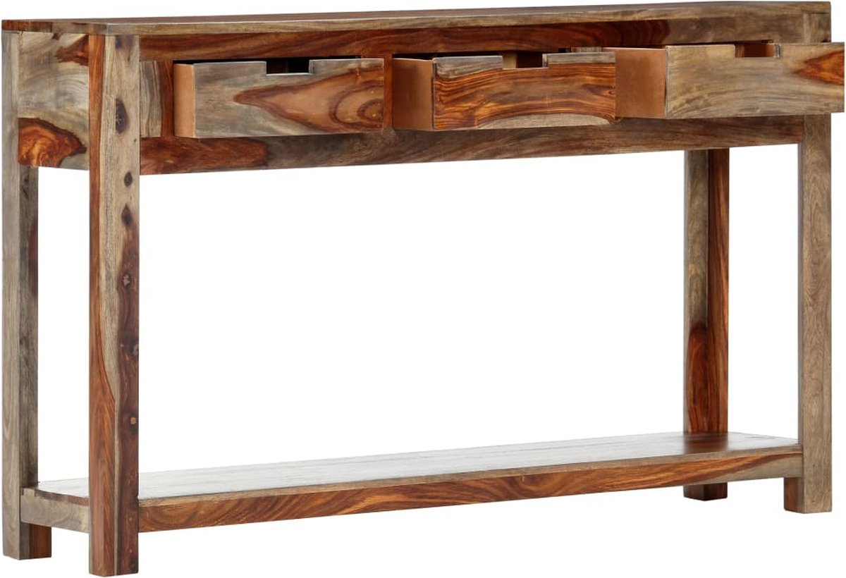 Vidaxl Wandtafel Met 3 Lades 120x30x75 Cm Massief Sheeshamhout - Grijs