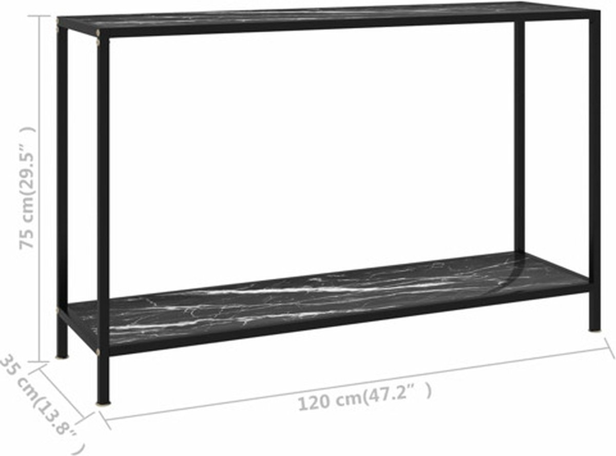 Vidaxl Wandtafel 120x35x75 Cm Gehard Glas - Zwart