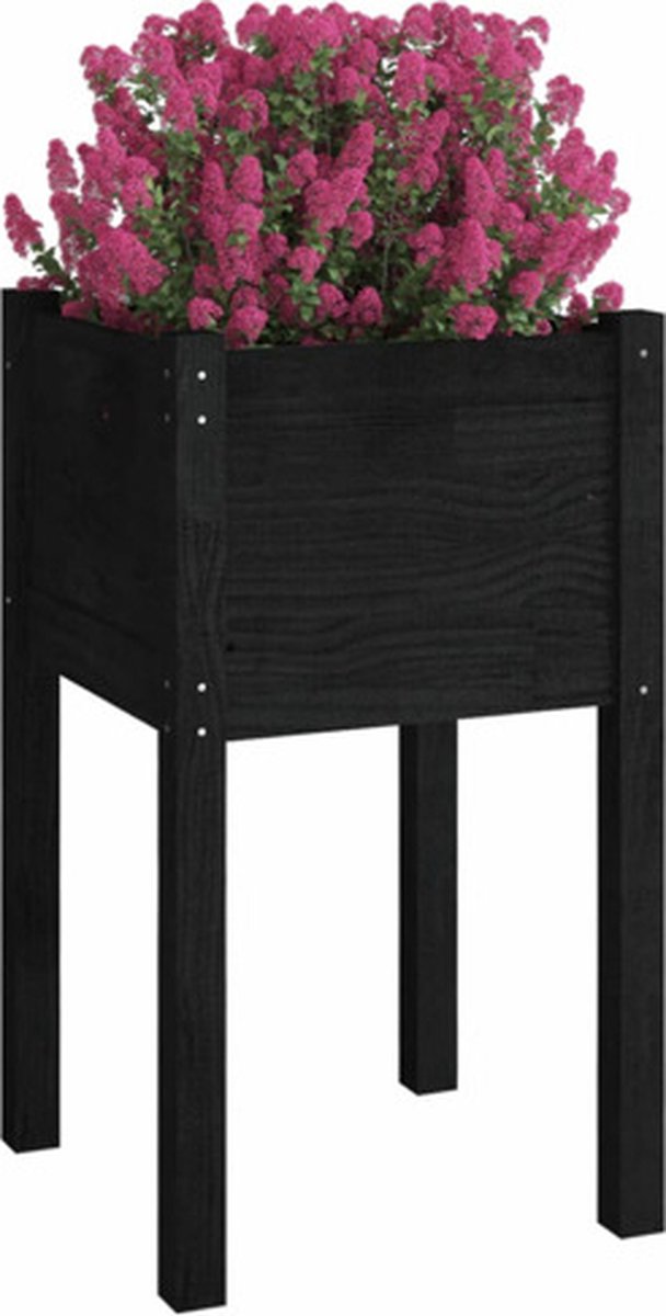 Vidaxl Plantenbak 40x40x70 Cm Massief Grenenhout - Zwart
