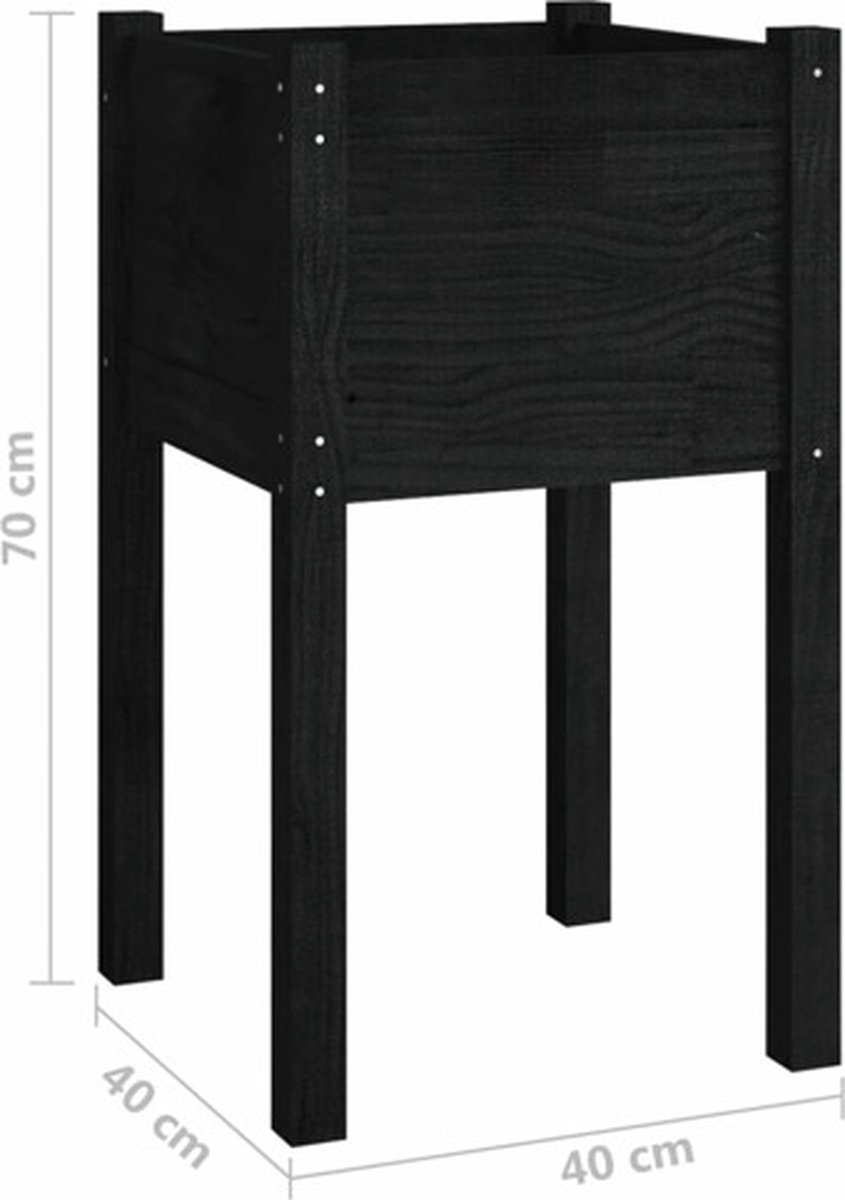 Vidaxl Plantenbak 40x40x70 Cm Massief Grenenhout - Zwart
