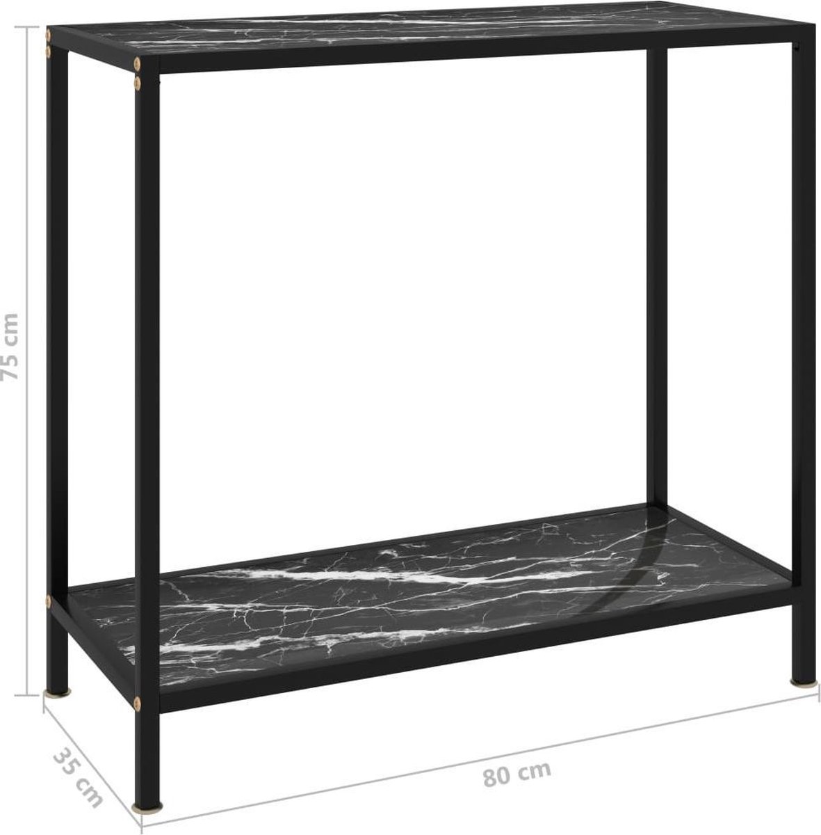 Vidaxl Wandtafel 80x35x75 Cm Gehard Glas - Zwart