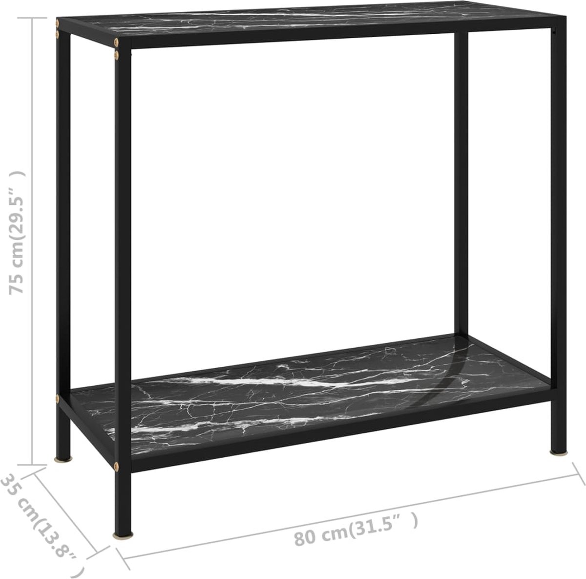 Vidaxl Wandtafel 80x35x75 Cm Gehard Glas - Zwart