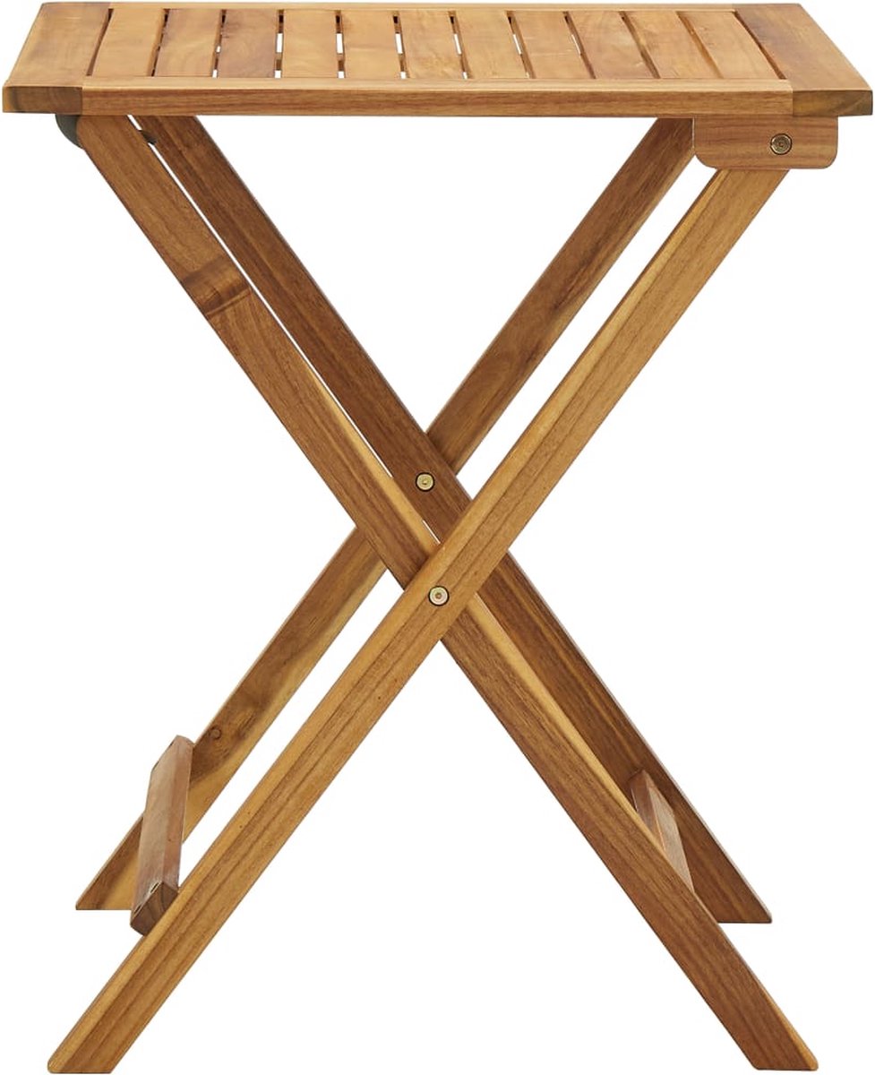 Vidaxl 3-delige Bistroset Inklapbaar Met Kussens Massief Acaciahout - Grijs