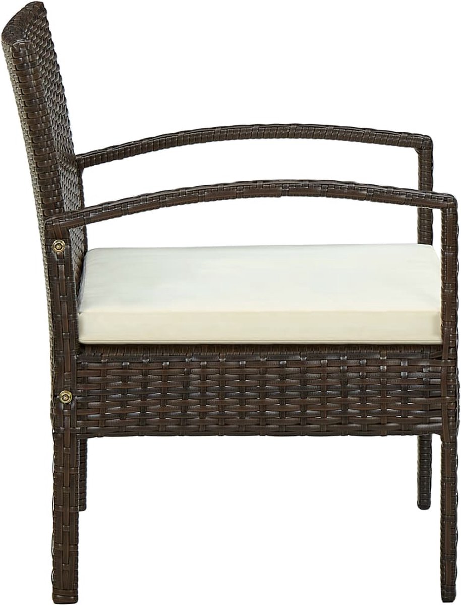 Vidaxl Tuinstoel Met Kussen Poly Rattan - Bruin